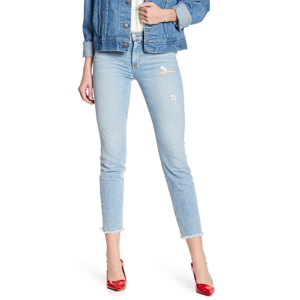 SIWY Lauren Distressed Mid Rise Skinny Jeans